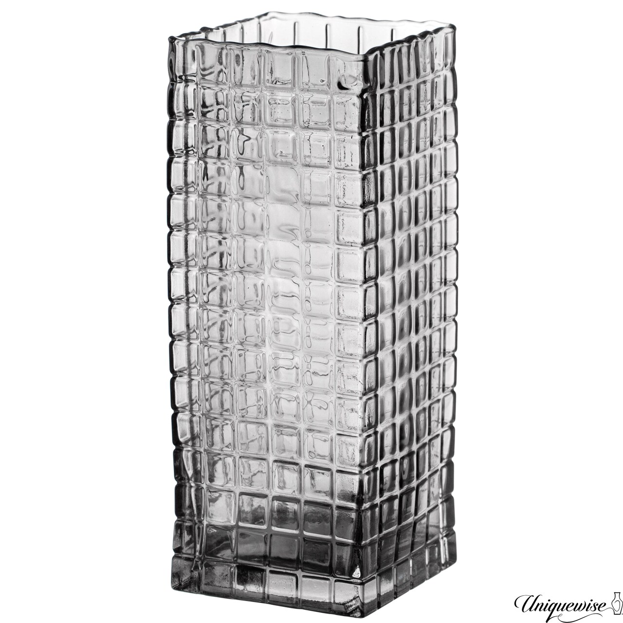 Set of 2 Square Frosted Clear Glass Table Vase - A Timeless Centerpiece for Dining Tables, Living Rooms, Bedrooms, Hotel Reception Areas and Conference Rooms, Ideal for Weddings and Special Occassions